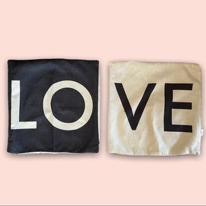 Pillow Case Set || Black and Cream LOVE
